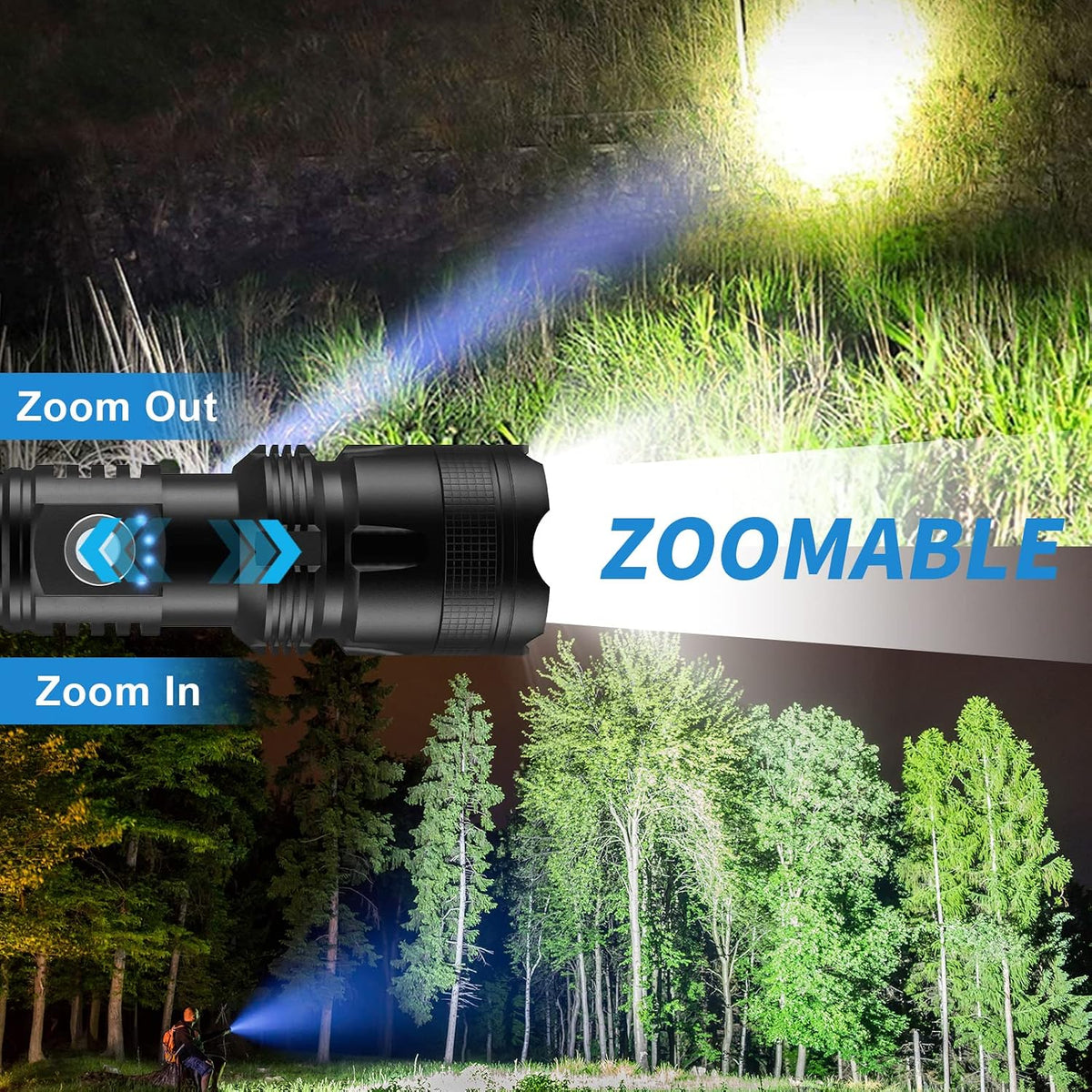 Rechargeable Flashlight Zoom Feature