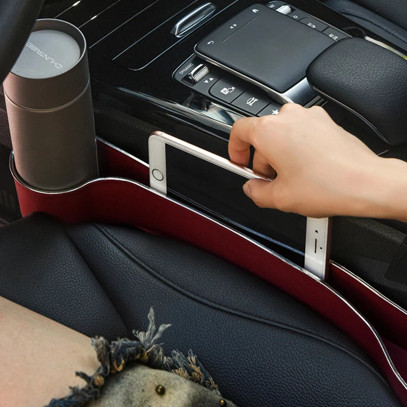 2Pcs Car Seat Gap Filler Organizer- Upgrade Car Side Seat Gap Filler with Cup Holder and Phone Holder- Car Seat Gap Organizer